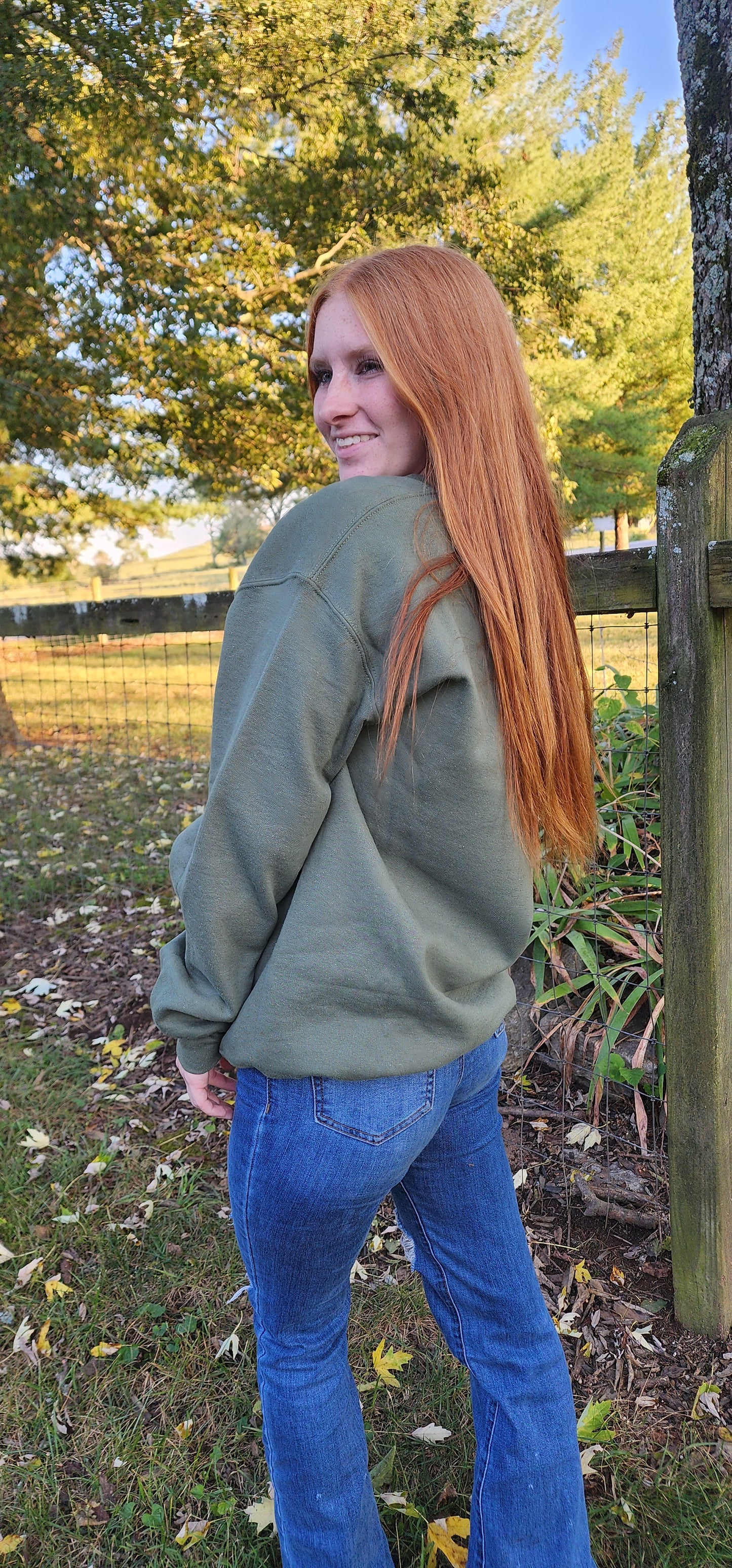 White Leopard Pumpkin, Military Green Sweatshirt