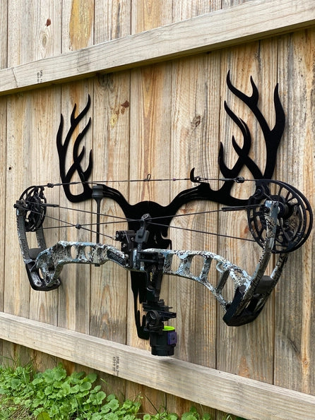 Deer Skull Bow/Gun Rack - Oxidized (Rusted)