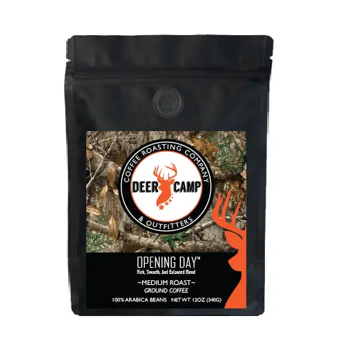 Deer Camp "Opening Day" Medium Roast Ground Featuring Realtree 12 oz.