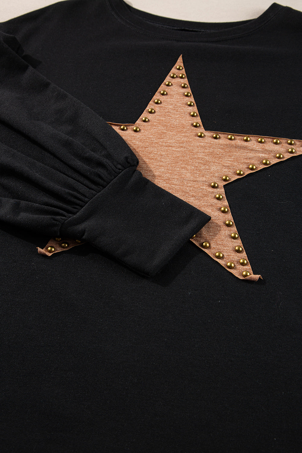 Studded Star Graphic Oversized Long Sleeve Top