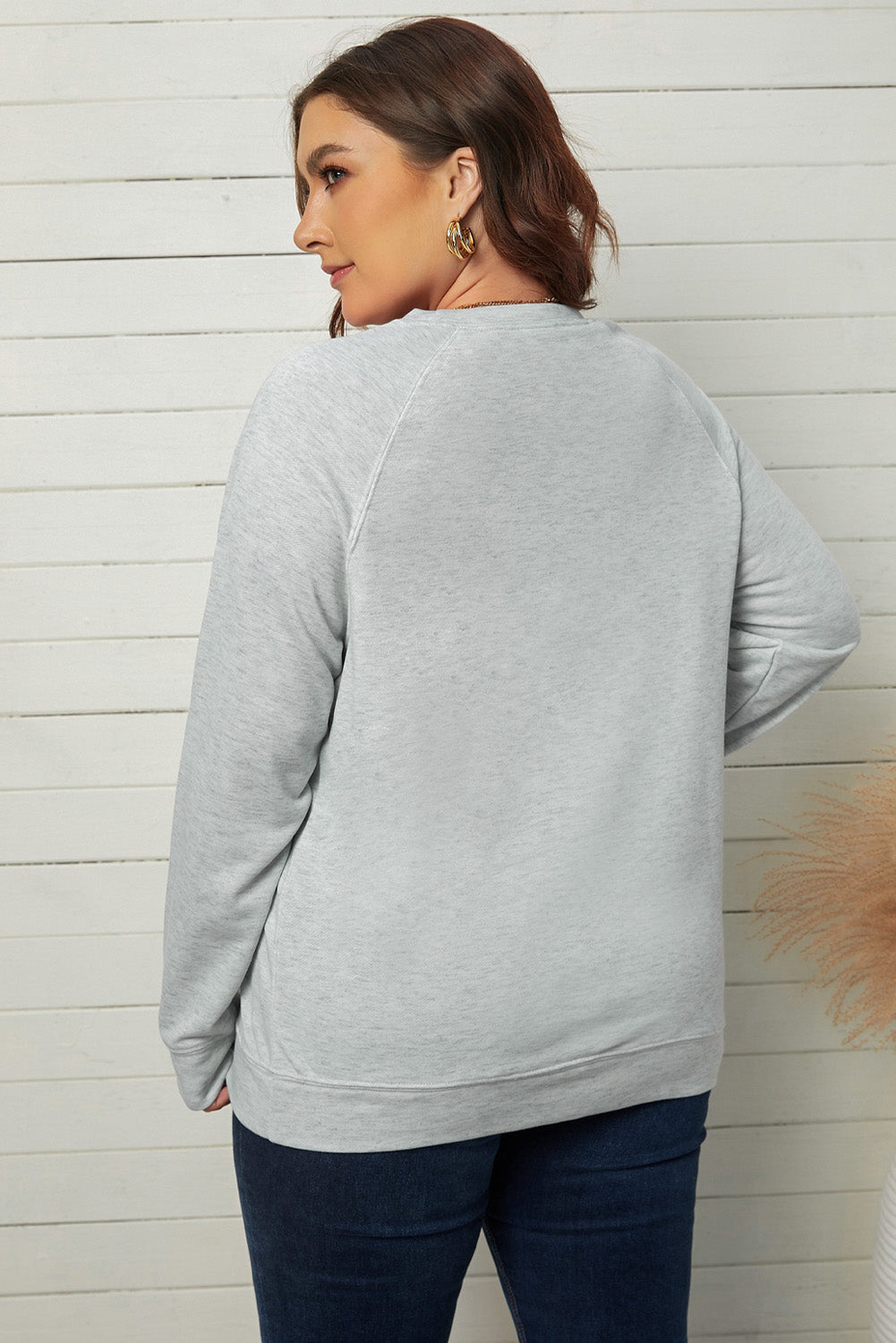 Gray Pumpkin Leopard Print Plus Size Sweatshirt