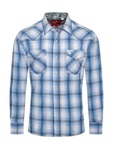 RC: Men's Western Long Sleeve Plaid Shirts with Snap Buttons