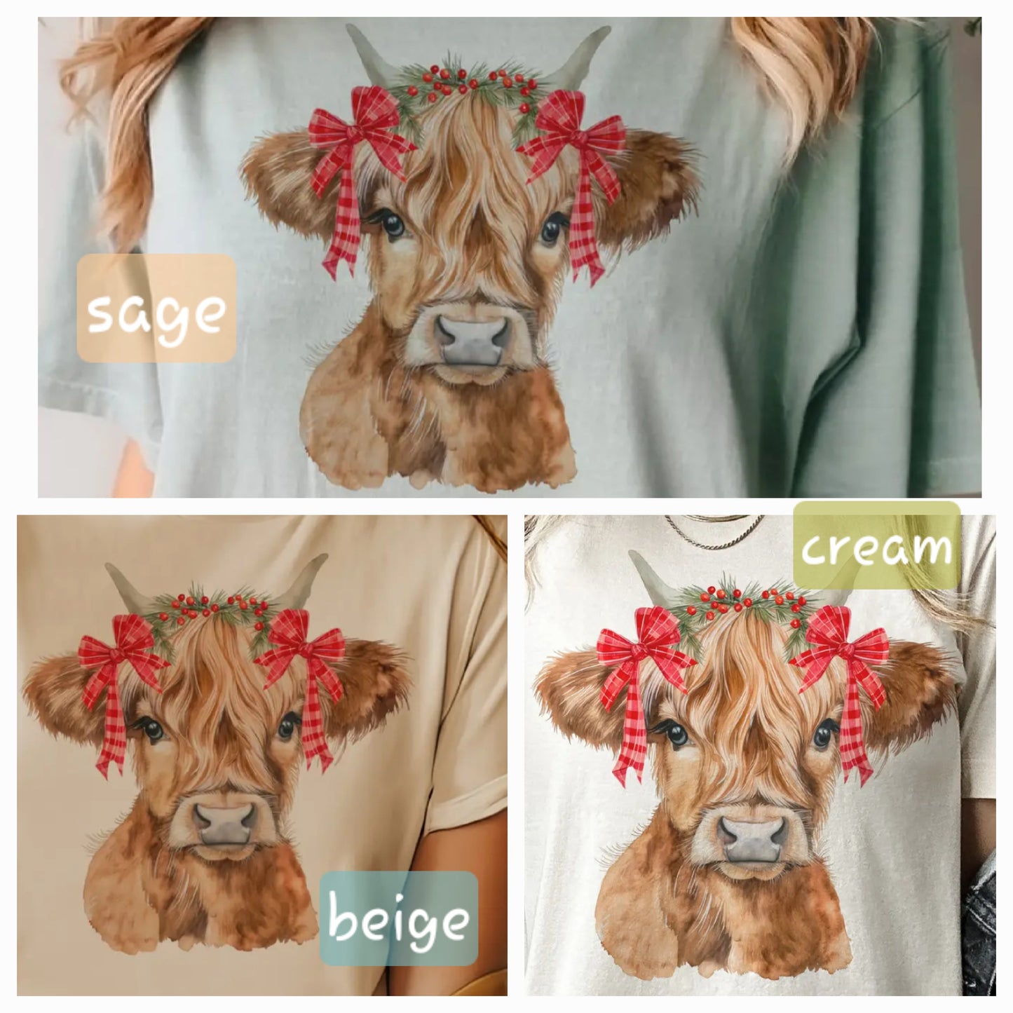 Christmas Highland Cow Tee