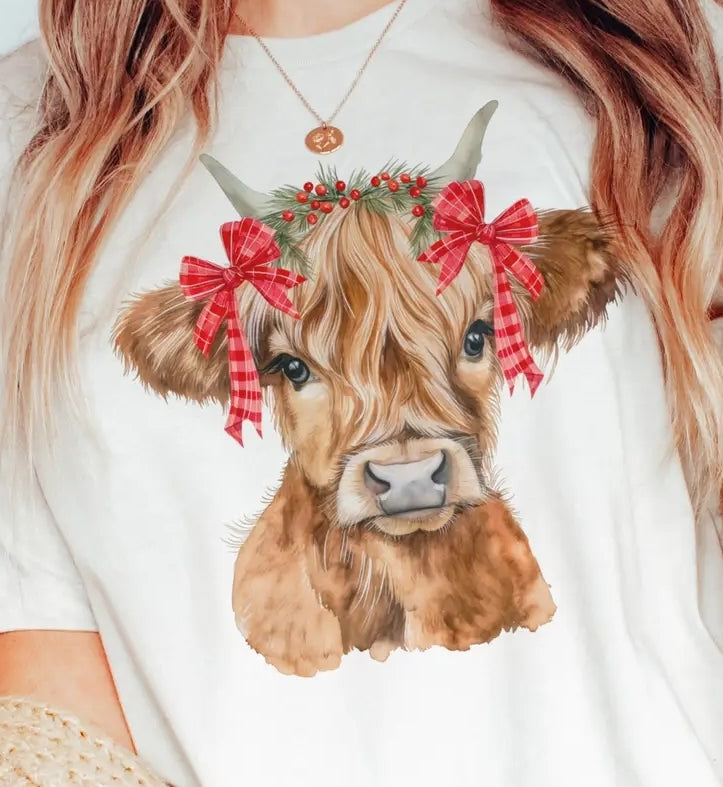 Christmas Highland Cow Tee